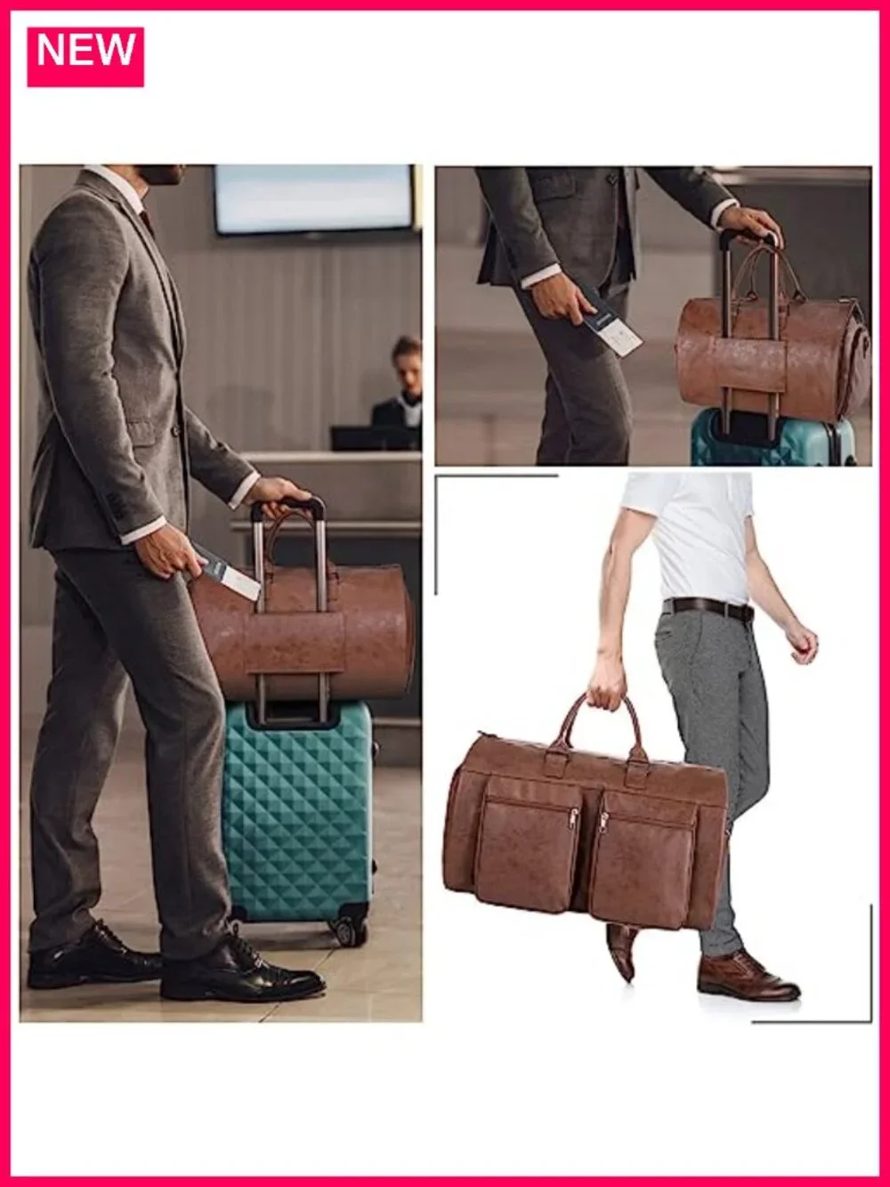 Convertible Travel Garment Bag 2-in-1 Hanging Suitcase Carry-on Duffel Men Women